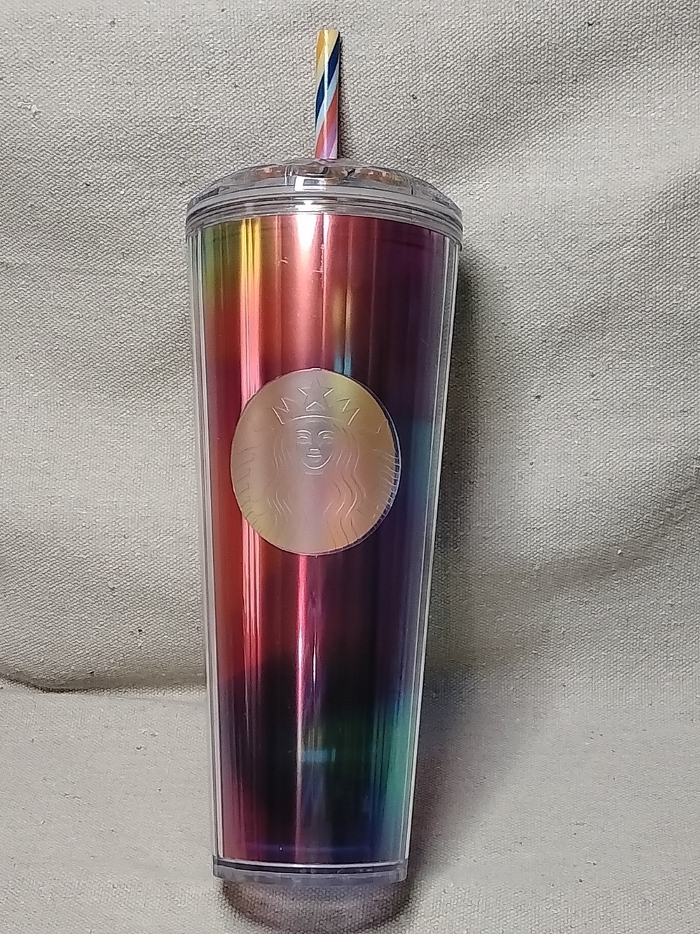 Starbucks Rainbow Kaleidoscope Tumbler with Striped Straw